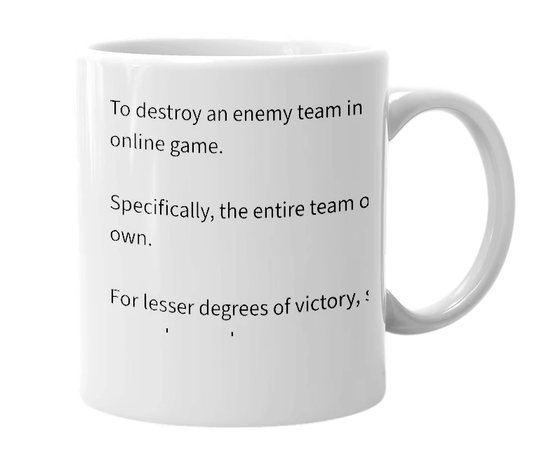 White mug with the definition of 'aced'