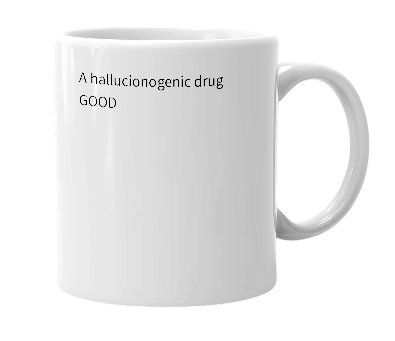 White mug with the definition of 'acid'