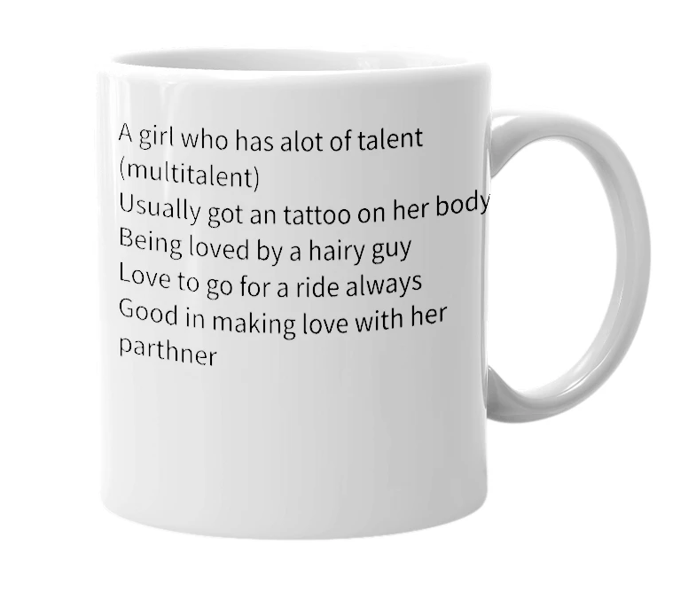 White mug with the definition of 'agnee'