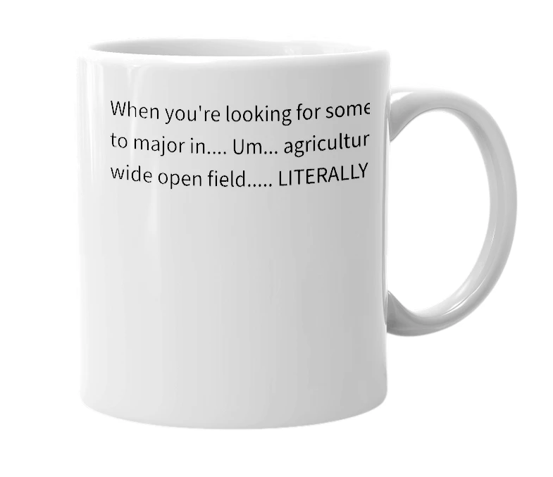 White mug with the definition of 'agriculture'