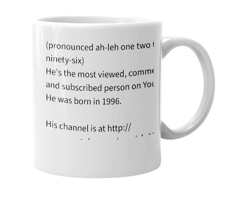 White mug with the definition of 'ale12396'