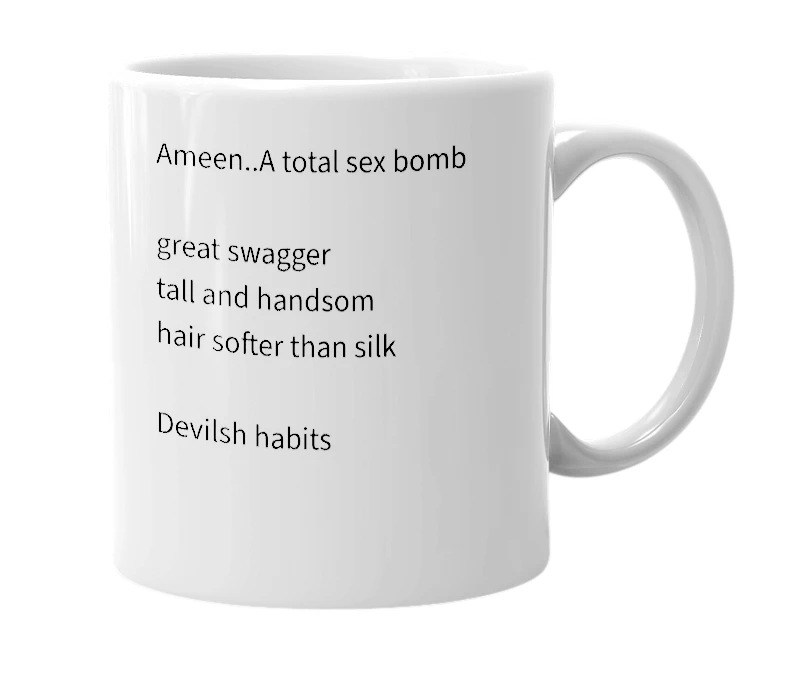 White mug with the definition of 'ameen'