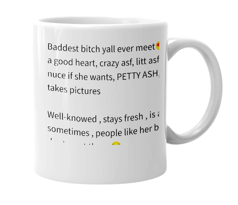 White mug with the definition of 'ameinah'