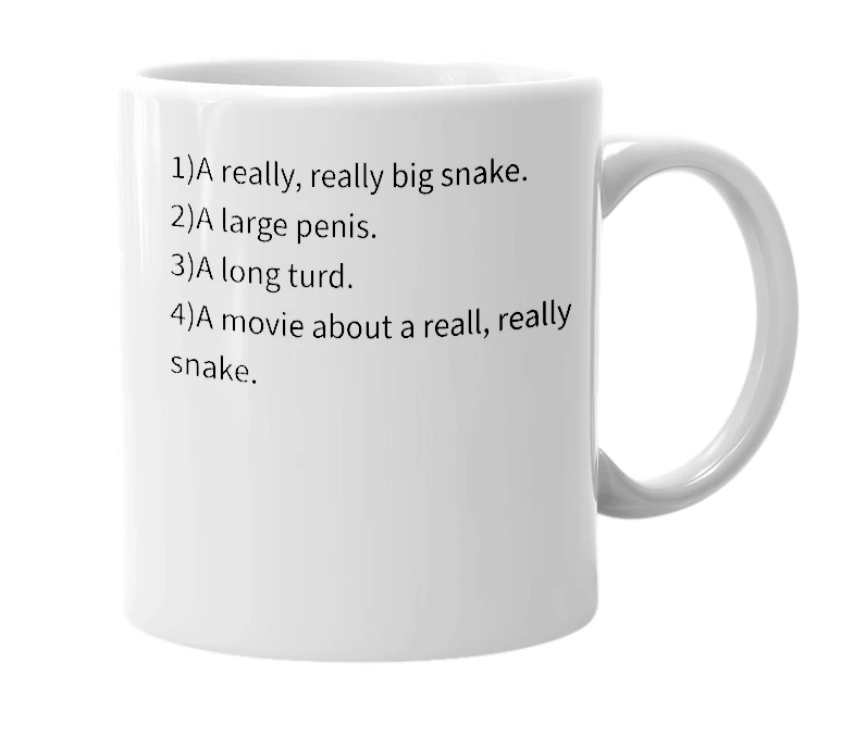 White mug with the definition of 'anaconda'