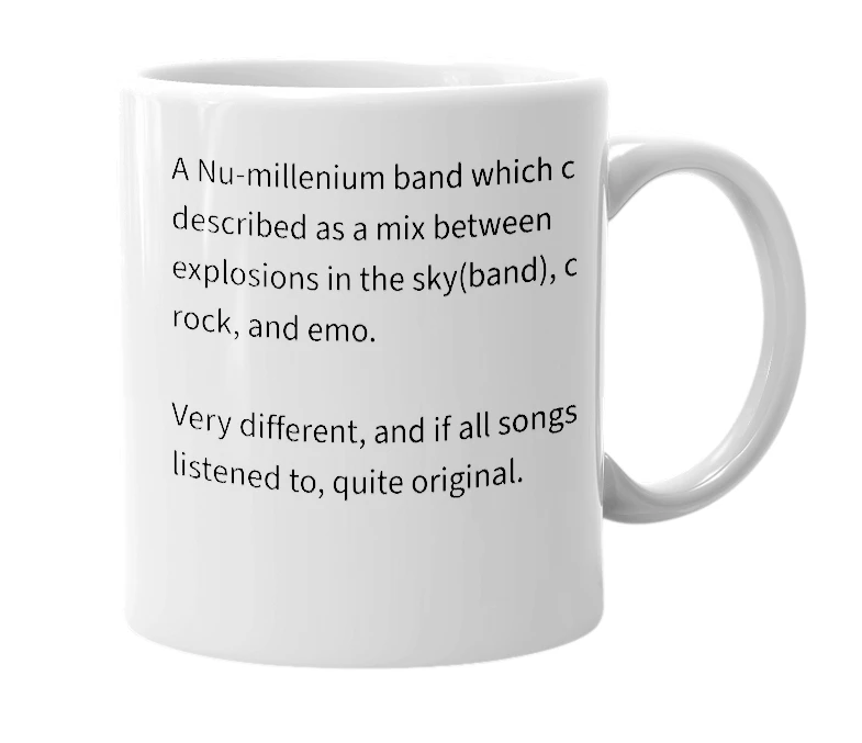 White mug with the definition of 'angels and airwaves'