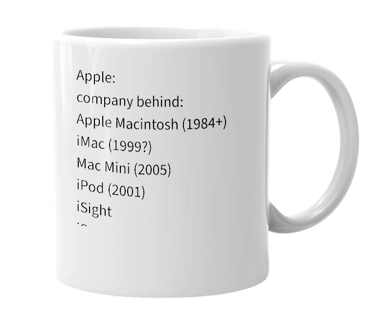 White mug with the definition of 'apple'