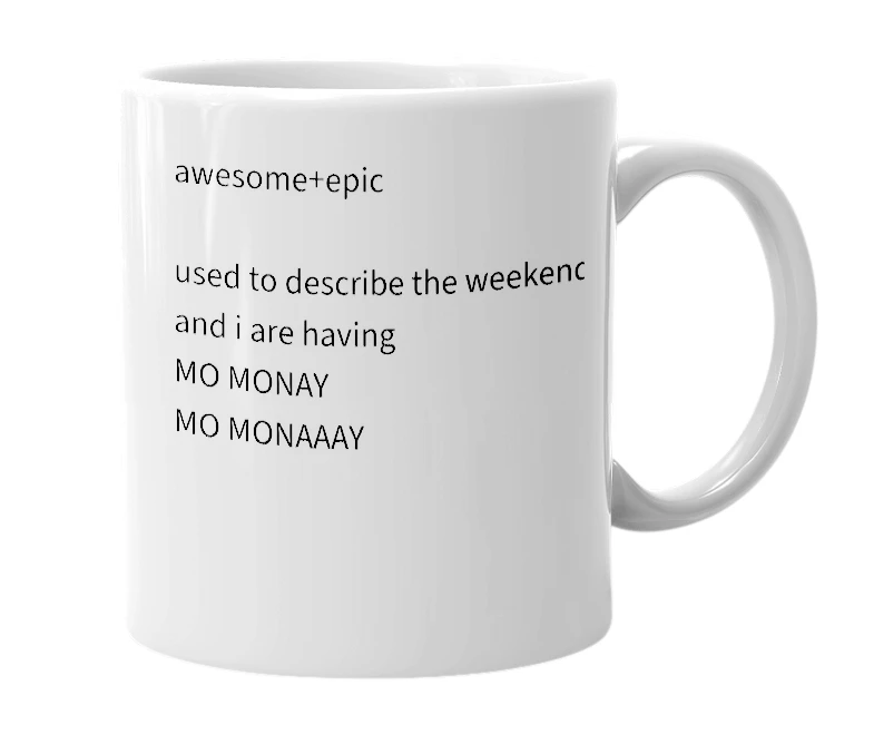 White mug with the definition of 'awic'