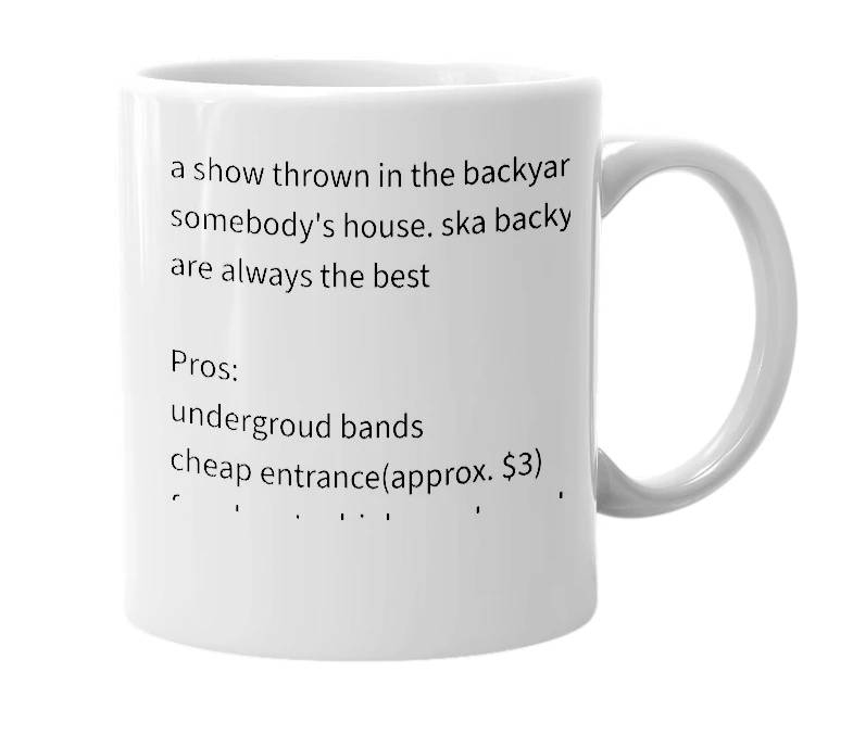 White mug with the definition of 'backyard'