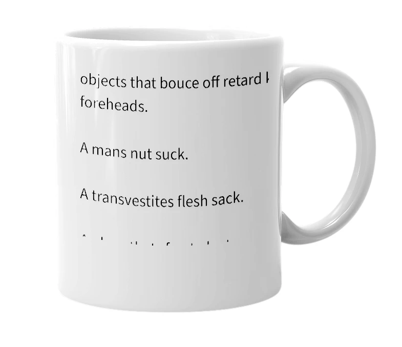 White mug with the definition of 'balls'