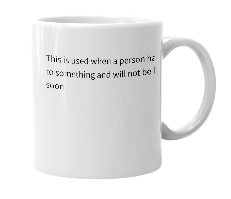 White mug with the definition of 'bbl'