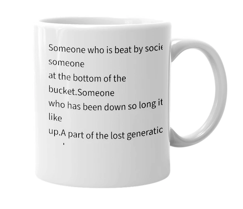 White mug with the definition of 'beatnik'