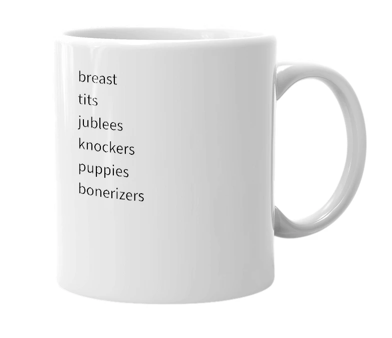 White mug with the definition of 'bohobahobas'