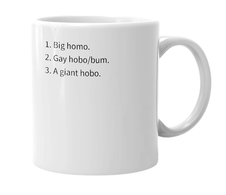 White mug with the definition of 'bomo'