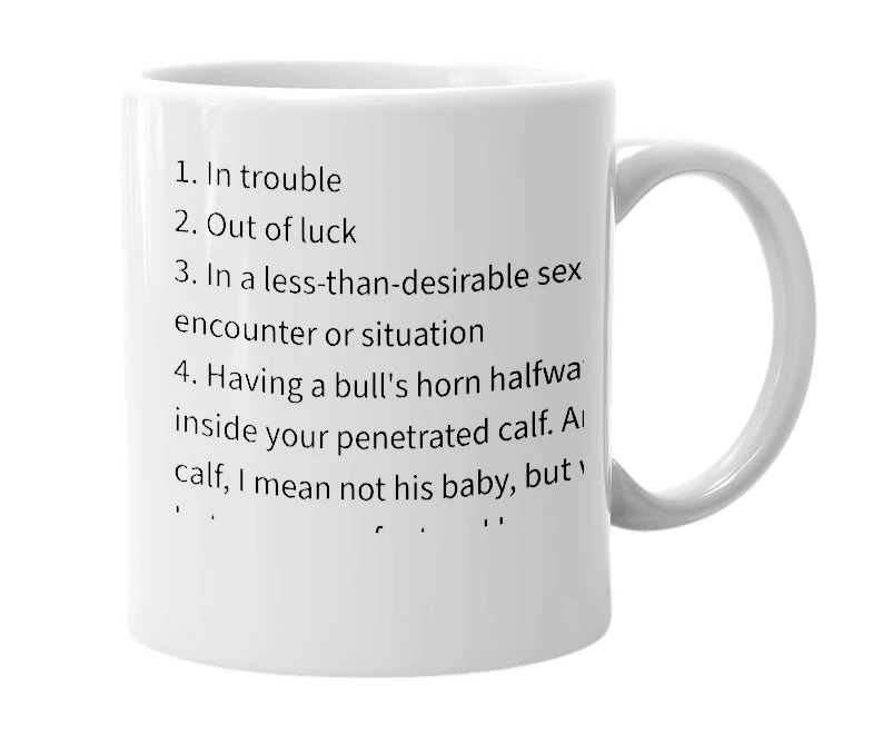 White mug with the definition of 'boned'