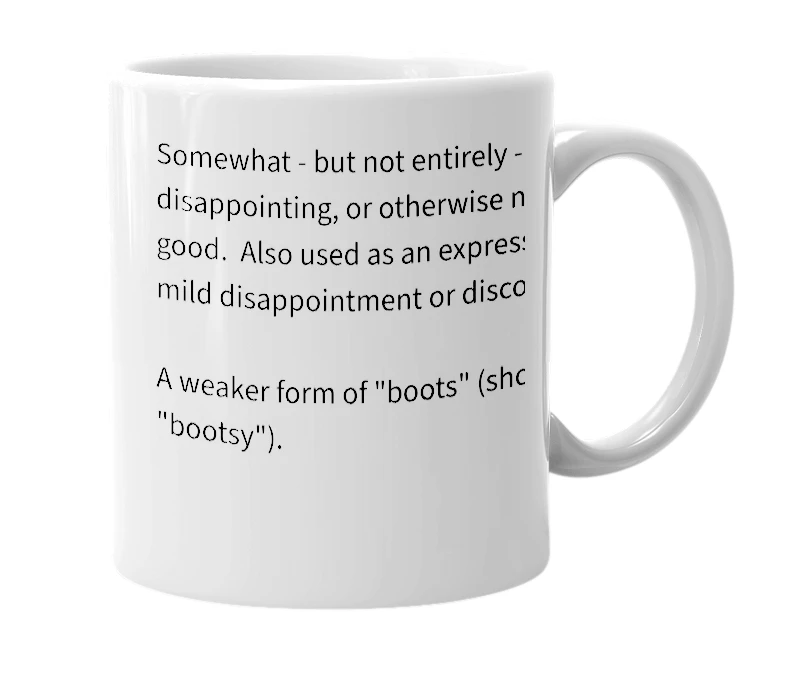 White mug with the definition of 'boots junior'