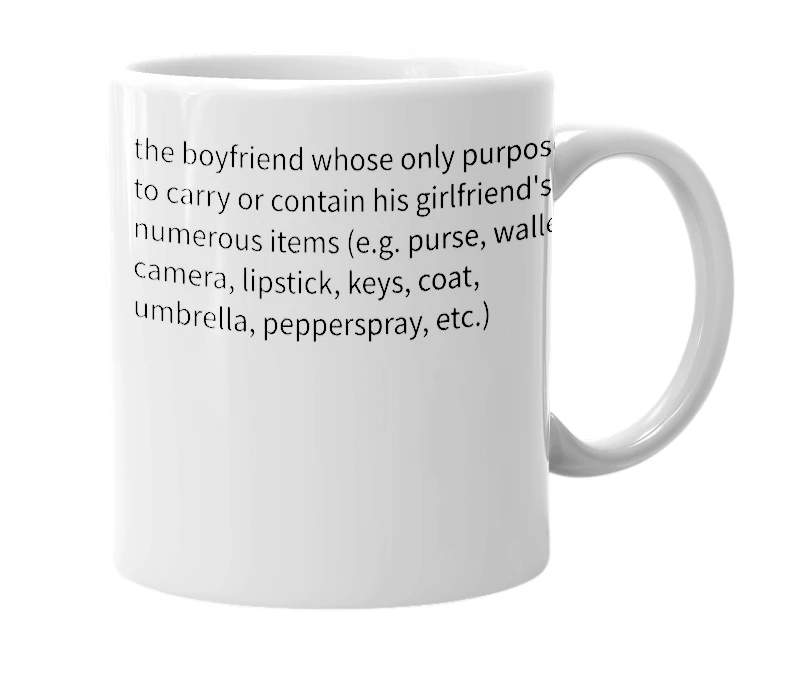 White mug with the definition of 'boybag'