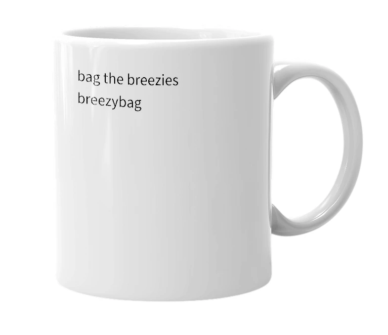 White mug with the definition of 'btb'