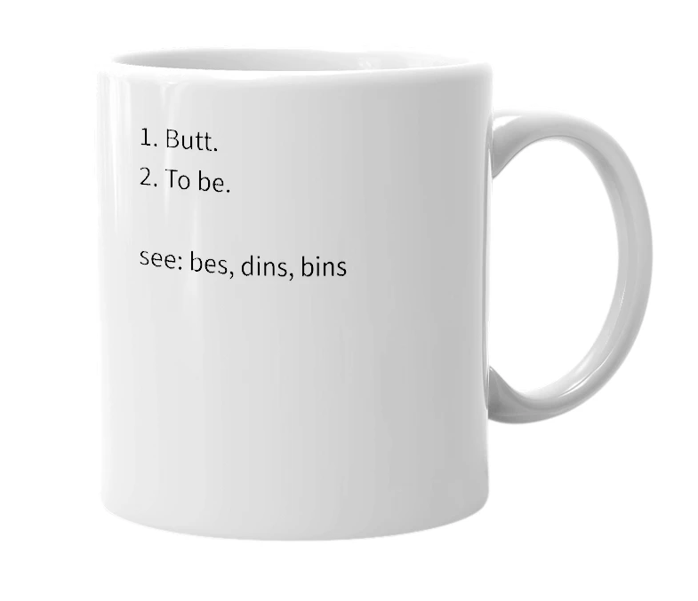 White mug with the definition of 'buns'