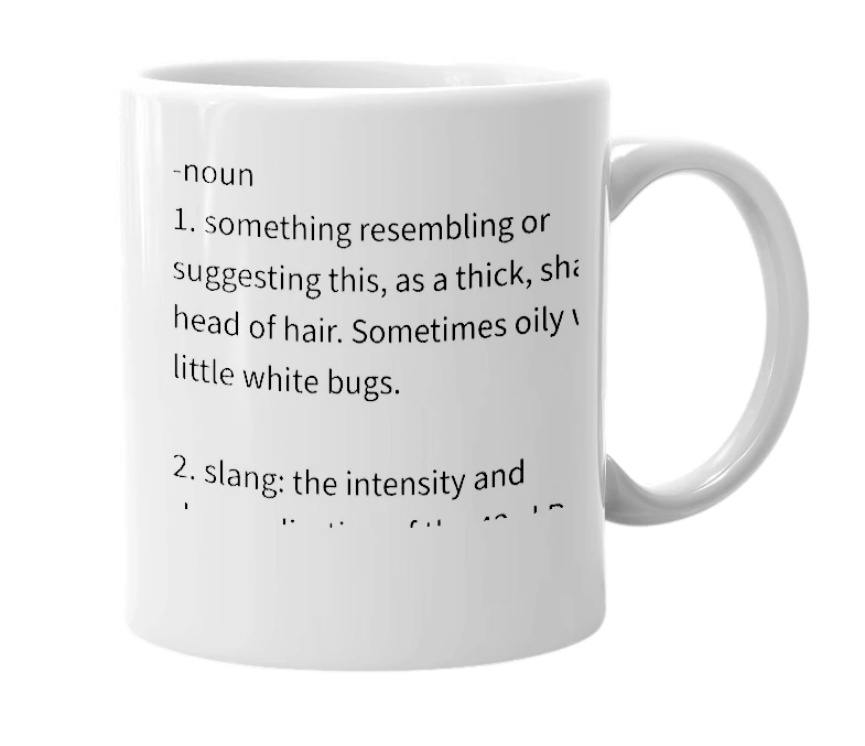 White mug with the definition of 'bush'