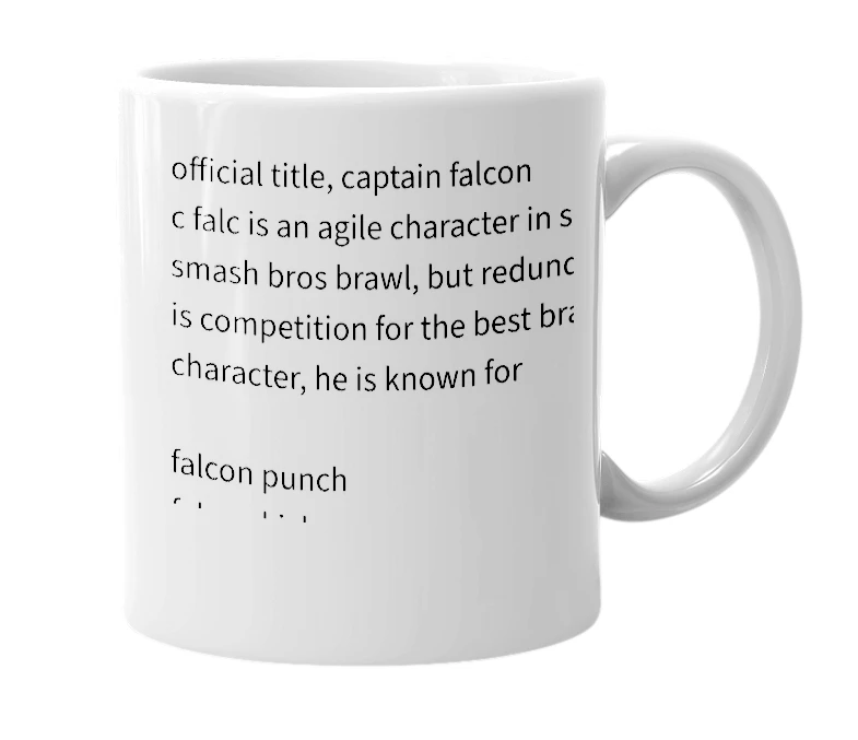 White mug with the definition of 'c falc'
