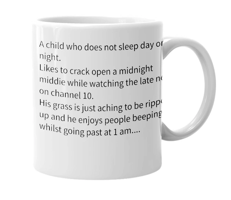 White mug with the definition of 'canepps'