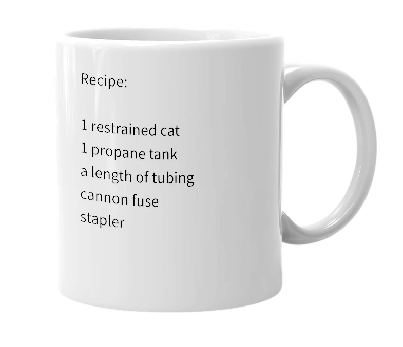 White mug with the definition of 'cat bomb'