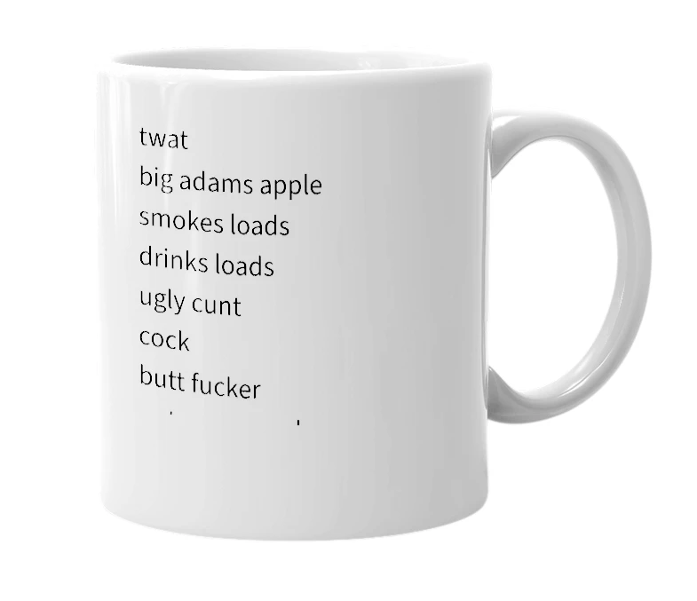 White mug with the definition of 'chater'