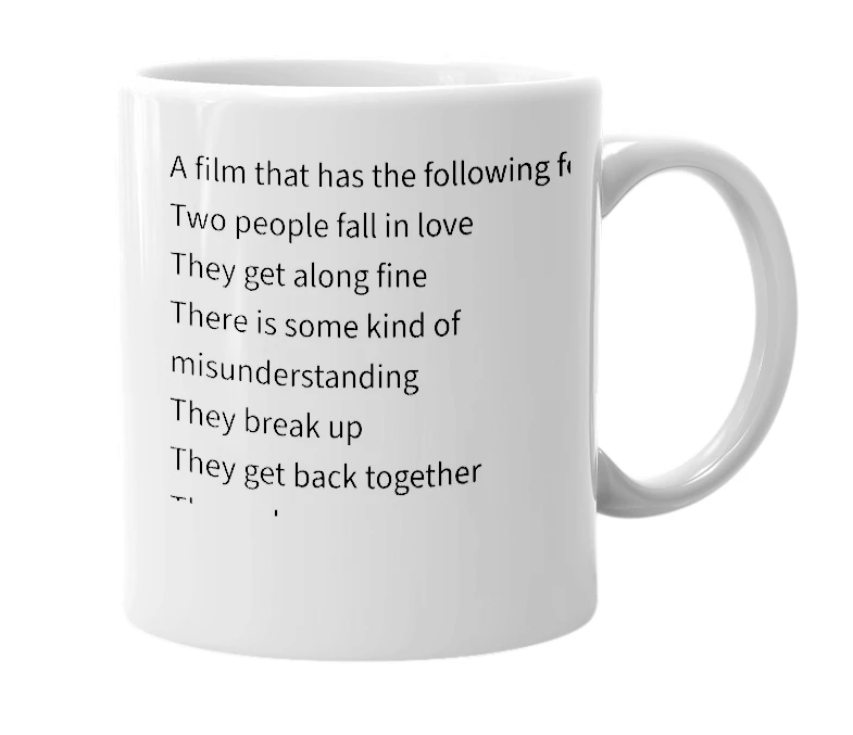 White mug with the definition of 'chick flick'