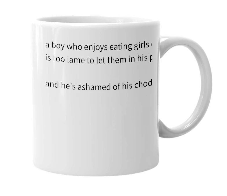 White mug with the definition of 'chokey chodestedt'