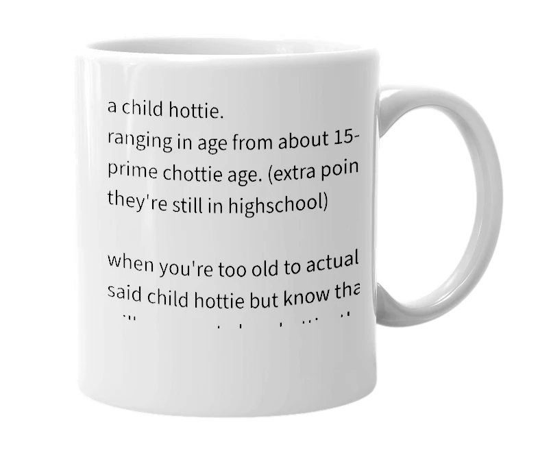 White mug with the definition of 'chottie'
