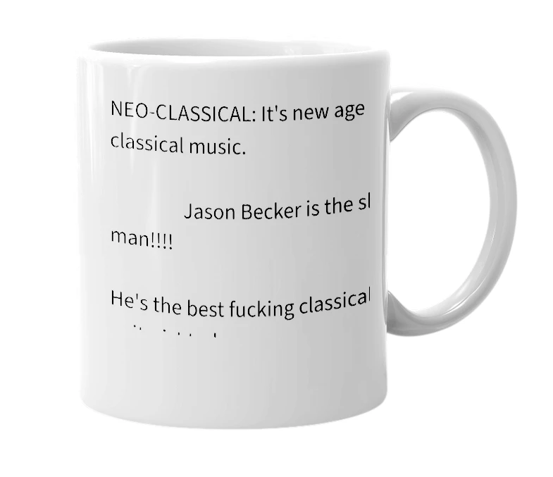 White mug with the definition of 'classical'