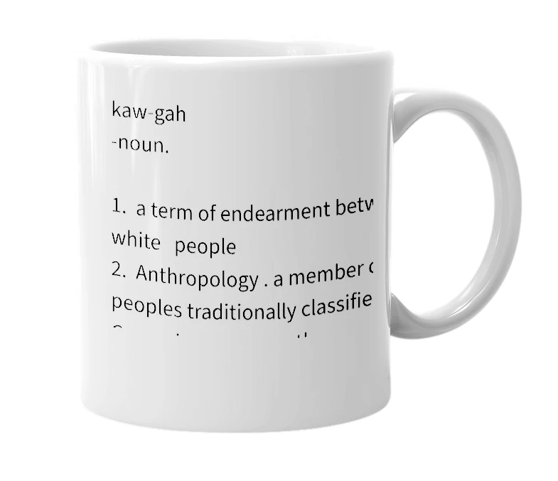 White mug with the definition of 'cokka'