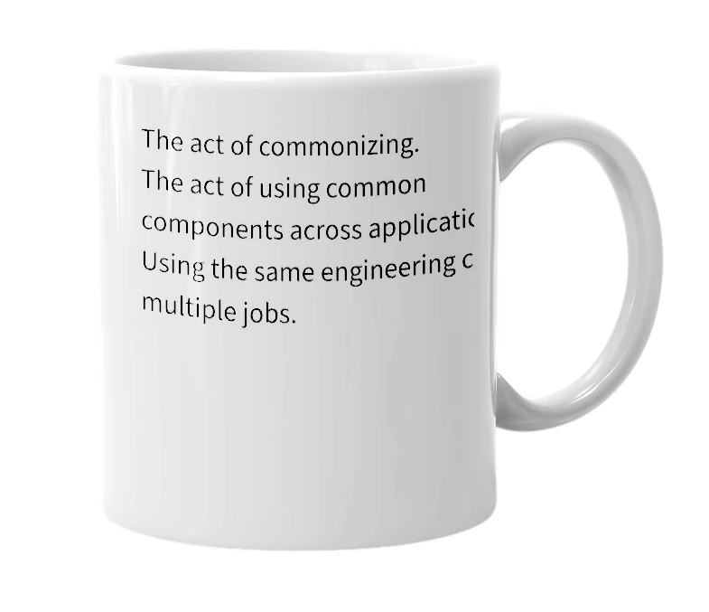 White mug with the definition of 'commonization'