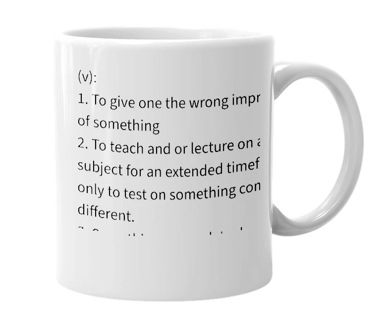 White mug with the definition of 'confugucate'