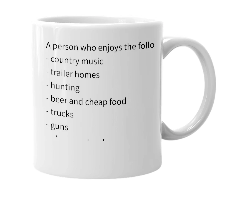 White mug with the definition of 'country people'