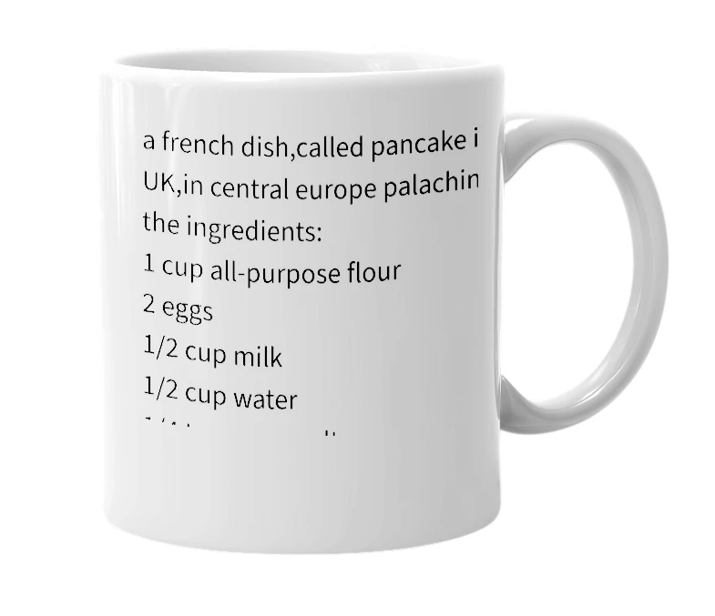 White mug with the definition of 'crêpe'
