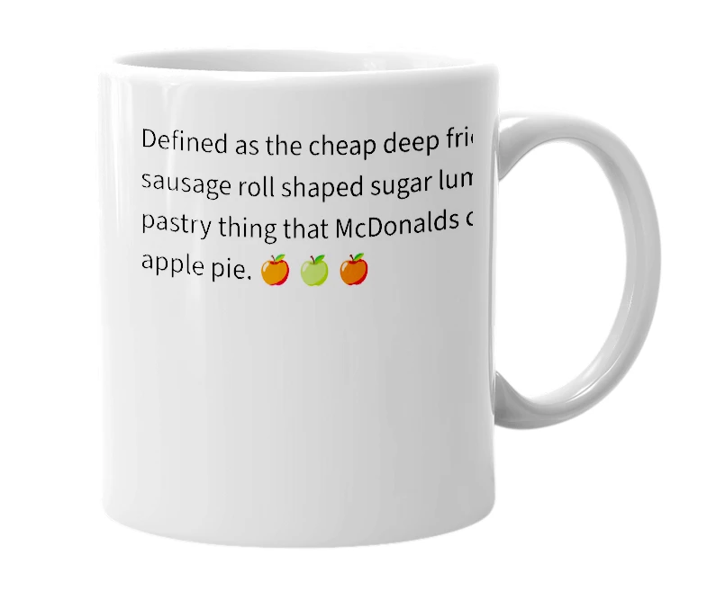 White mug with the definition of 'crapple pie'