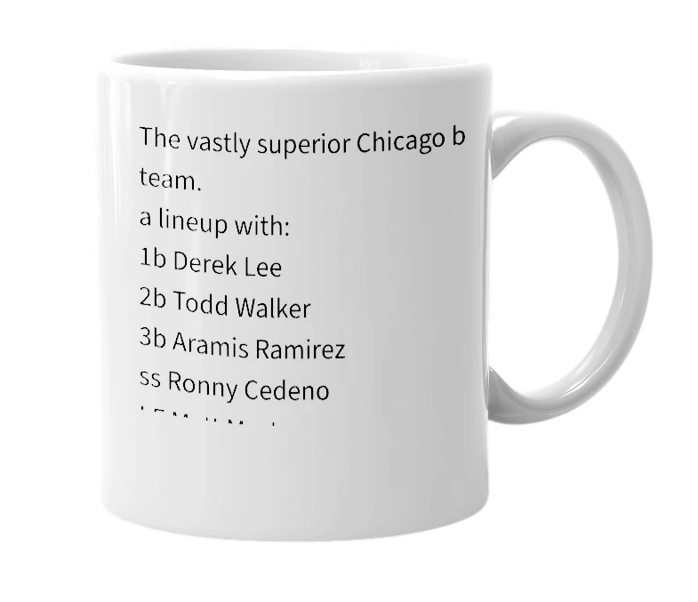 White mug with the definition of 'cubs'