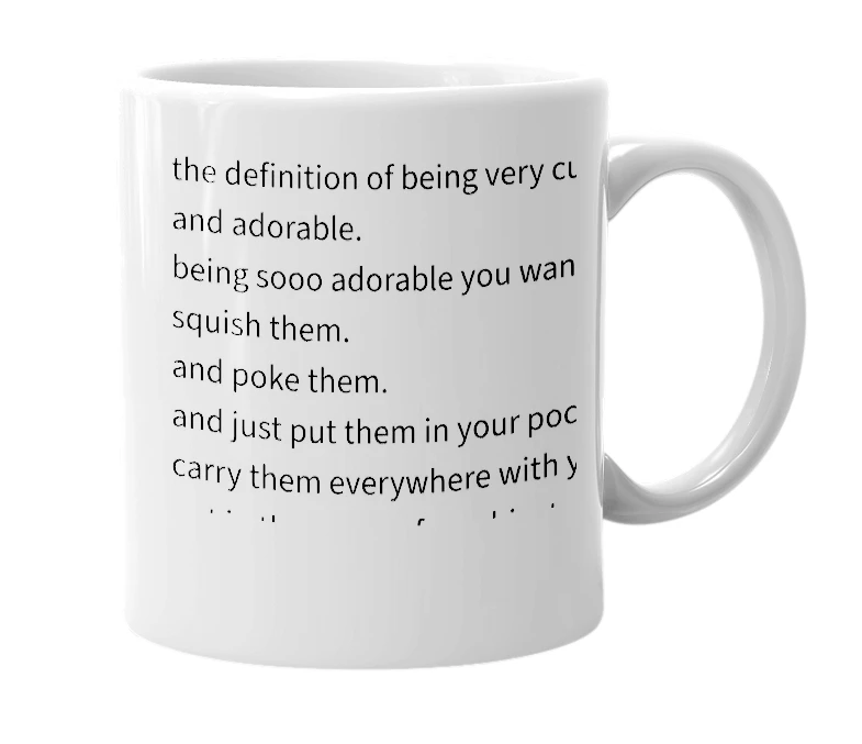 White mug with the definition of 'cute.!'