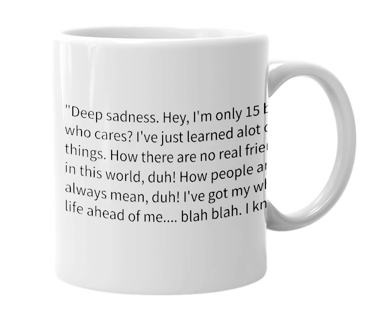 White mug with the definition of 'depression'