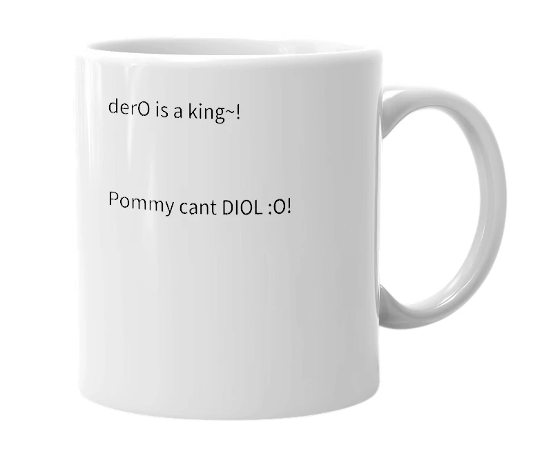 White mug with the definition of 'derO'