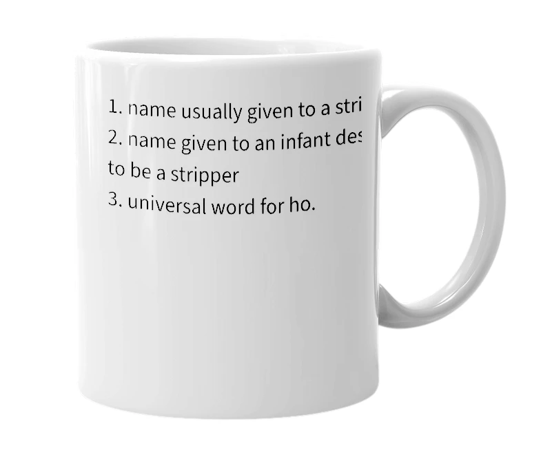 White mug with the definition of 'desiree'