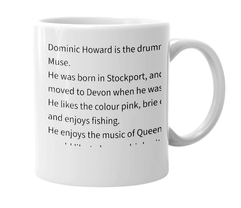 White mug with the definition of 'dominic howard'