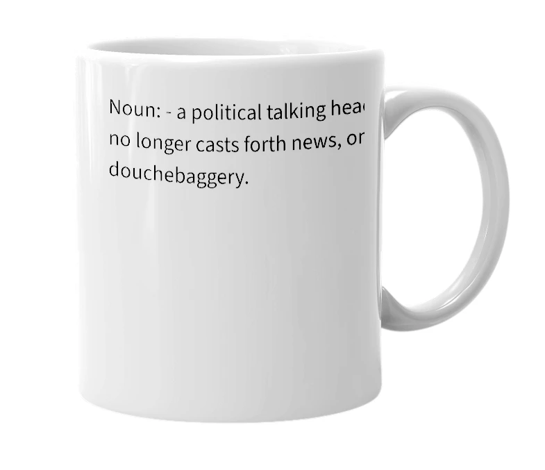 White mug with the definition of 'douchecaster'