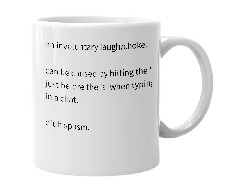 White mug with the definition of 'dspasm'