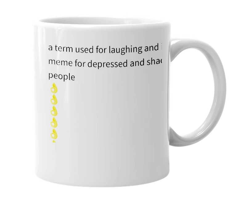 White mug with the definition of 'ecks dee'