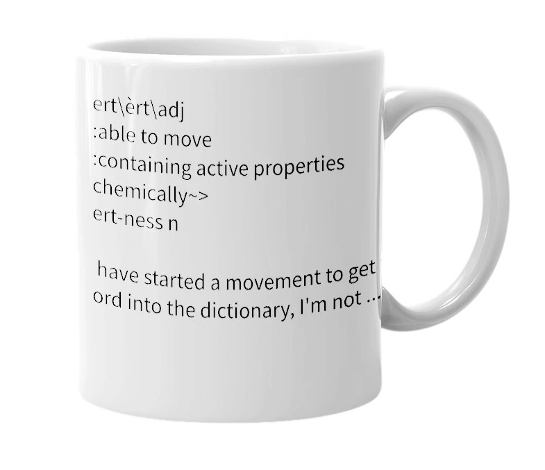 White mug with the definition of 'ert'