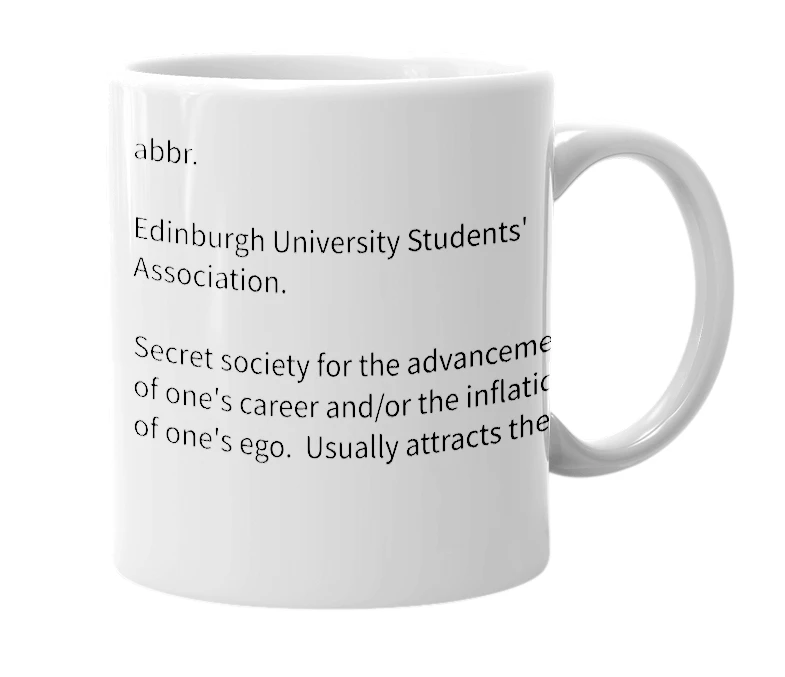 White mug with the definition of 'eusa'