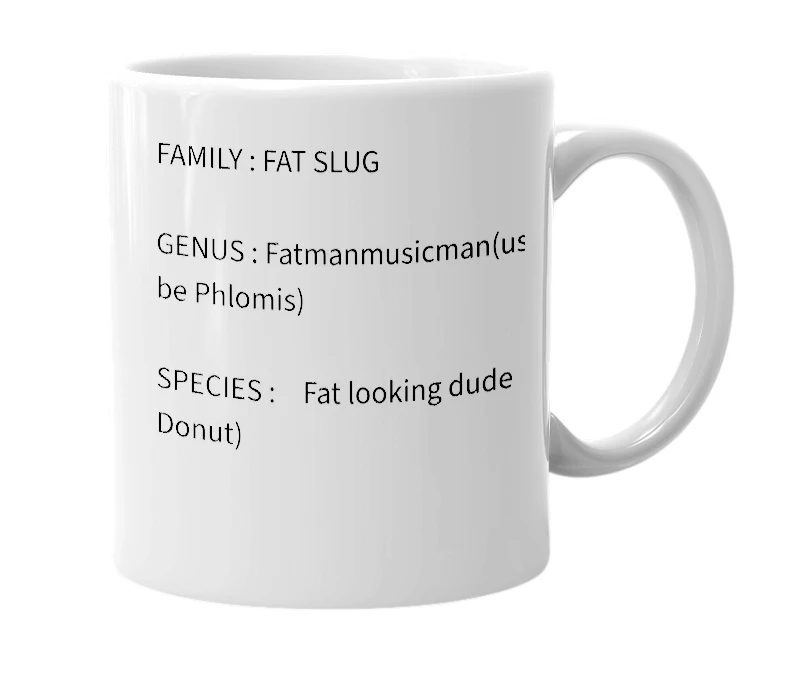 White mug with the definition of 'fat harry'