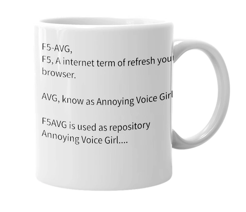 White mug with the definition of 'ffiveavg'